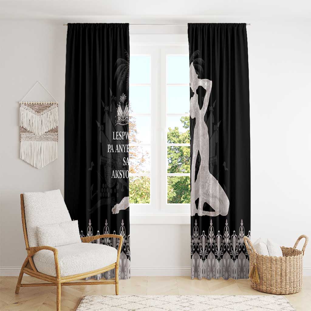Haiti Neg Marron Silver Window Curtain Hope is Nothing Without Action LT01 - Polynesian Pride