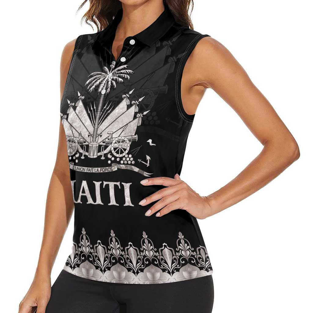 Haiti Neg Marron Silver Women Sleeveless Polo Shirt Hope is Nothing Without Action