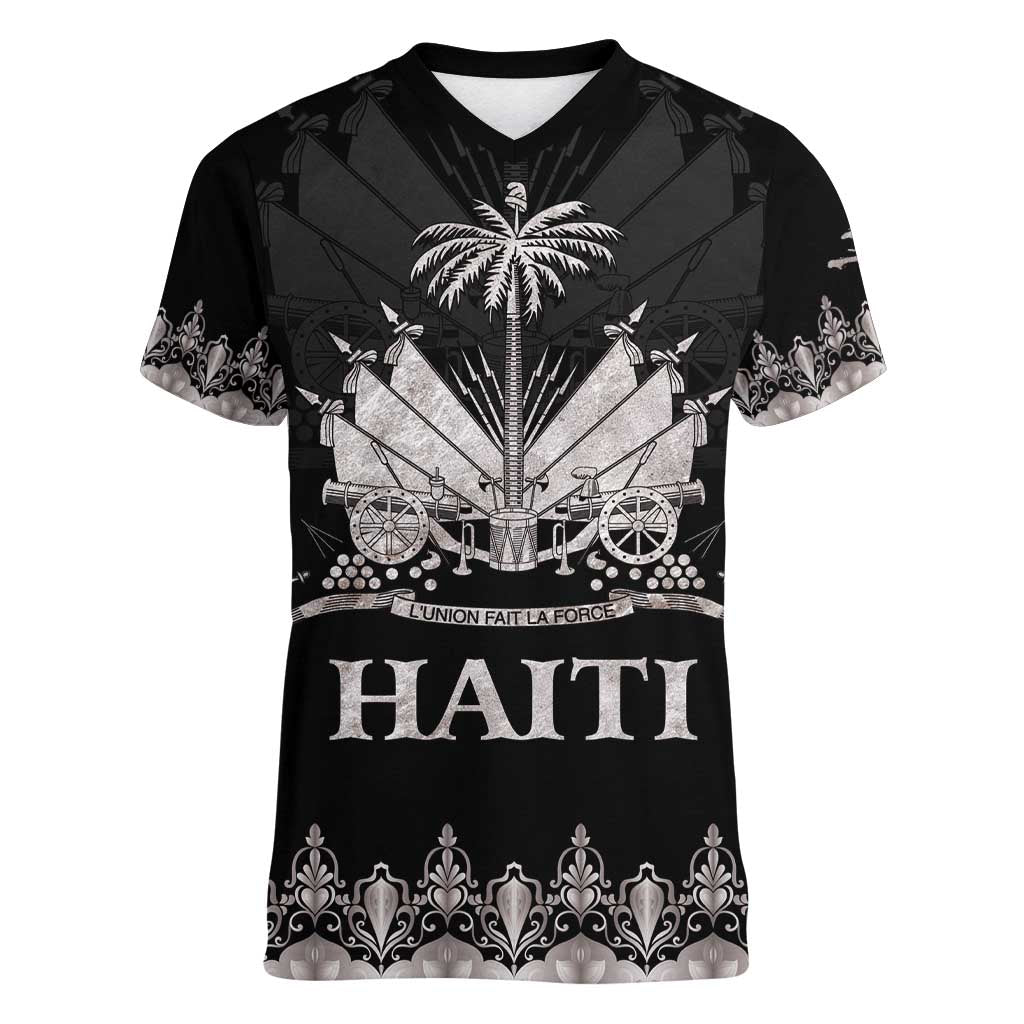 Haiti Neg Marron Silver Women V-Neck T-Shirt Hope is Nothing Without Action LT01 Female Silver - Polynesian Pride