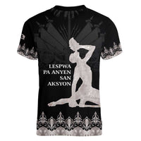 Haiti Neg Marron Silver Women V-Neck T-Shirt Hope is Nothing Without Action LT01 - Polynesian Pride