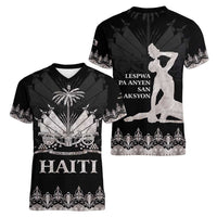 Haiti Neg Marron Silver Women V-Neck T-Shirt Hope is Nothing Without Action LT01 - Polynesian Pride