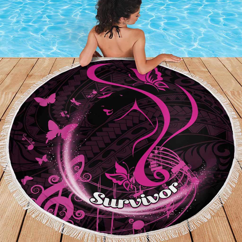 Survivor Melody Pink Beach Blanket Breast Cancer Polynesian Pattern LT01 - Polynesian Pride