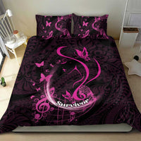 Survivor Melody Pink Bedding Set Breast Cancer Polynesian Pattern