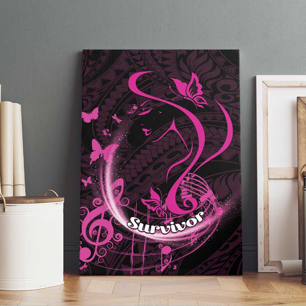 Survivor Melody Pink Canvas Wall Art Breast Cancer Polynesian Pattern LT01 - Polynesian Pride