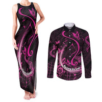 Personalised Survivor Melody Pink Couples Matching Tank Maxi Dress and Long Sleeve Button Shirt Breast Cancer Polynesian Pattern LT01 Pink - Polynesian Pride