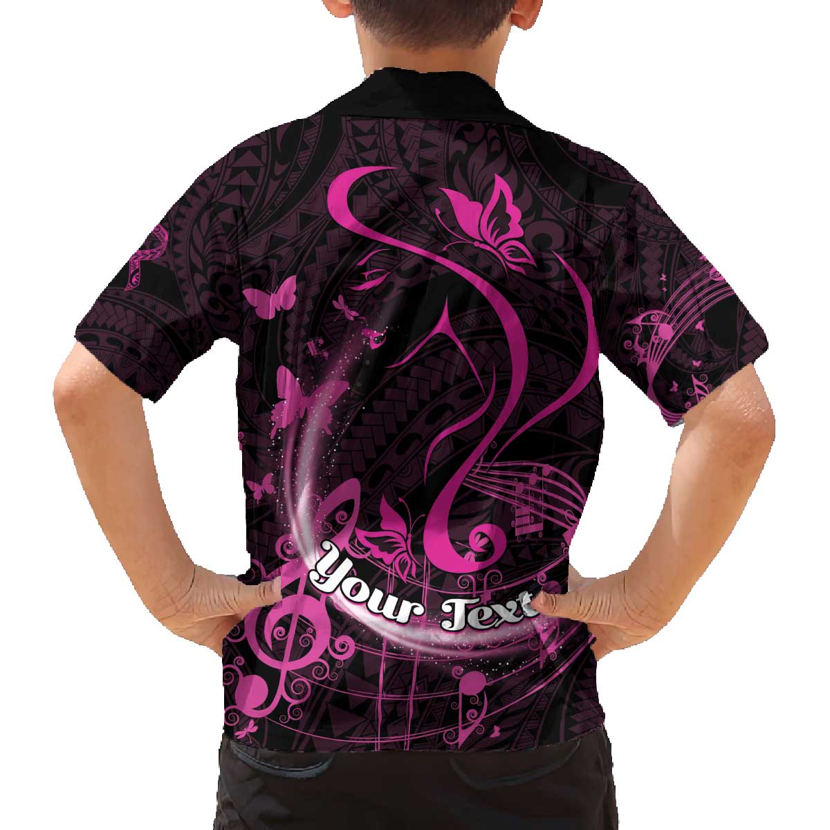 Personalised Survivor Melody Pink Family Matching Off Shoulder Short Dress and Hawaiian Shirt Breast Cancer Polynesian Pattern