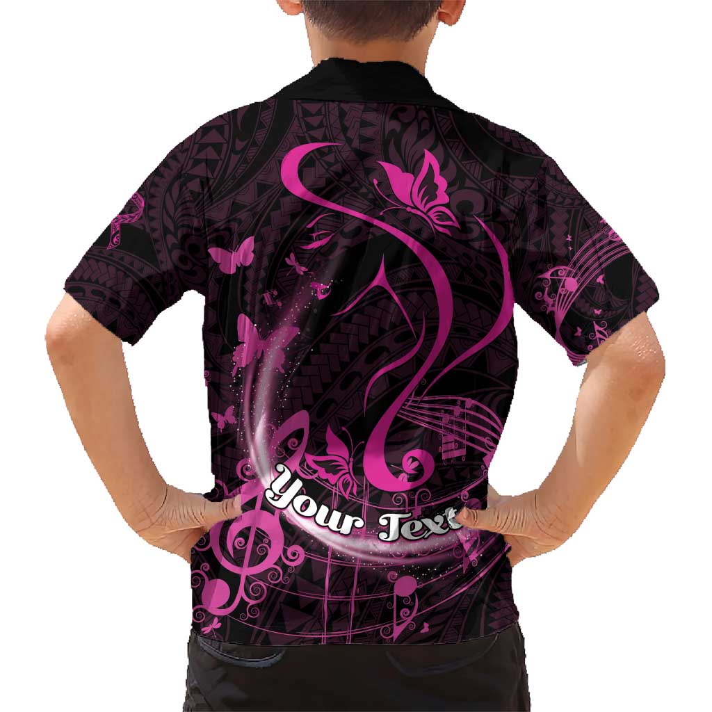Personalised Survivor Melody Pink Family Matching Short Sleeve Bodycon Dress and Hawaiian Shirt Breast Cancer Polynesian Pattern