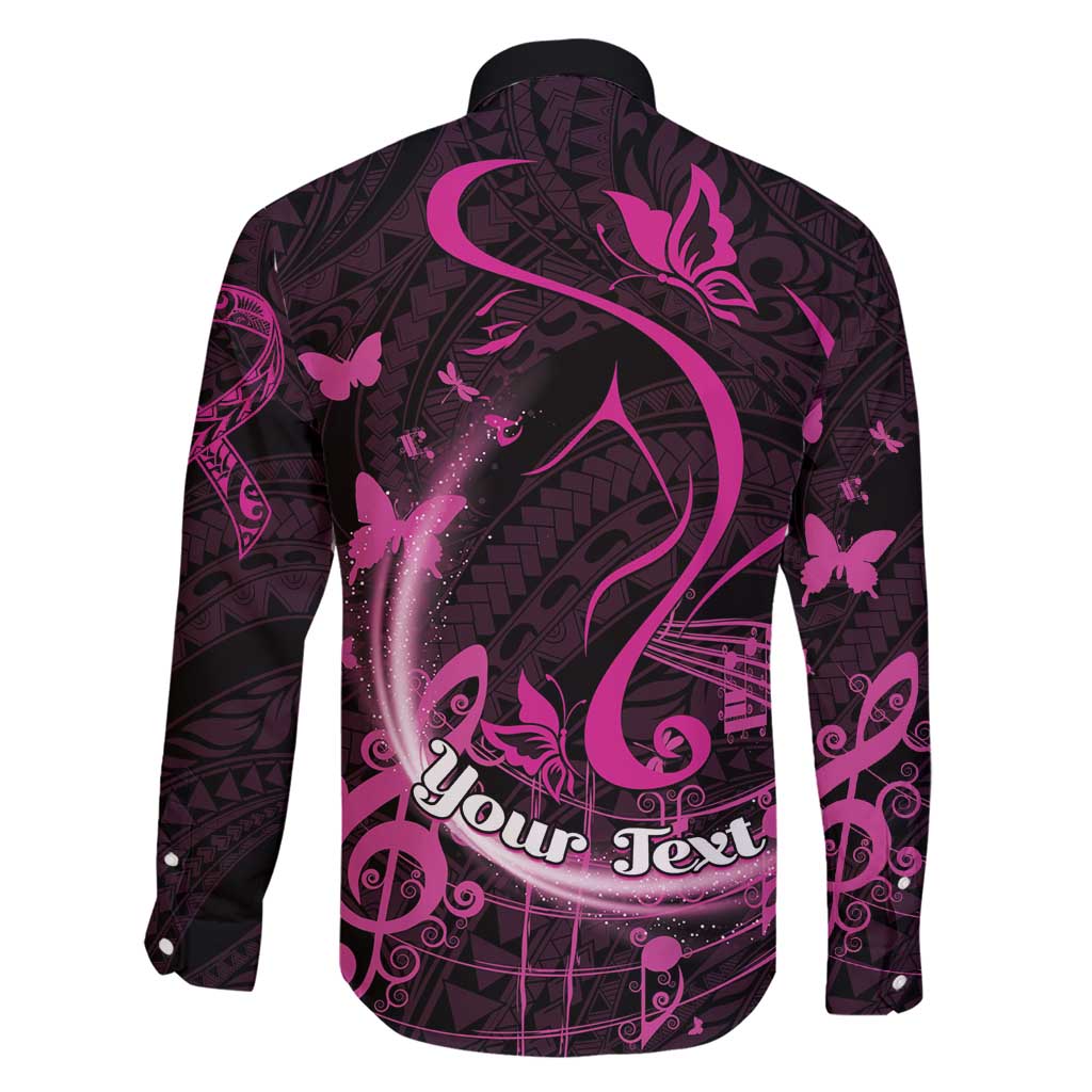 Personalised Survivor Melody Pink Family Matching Short Sleeve Bodycon Dress and Hawaiian Shirt Breast Cancer Polynesian Pattern
