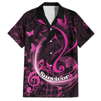 Personalised Survivor Melody Pink Family Matching Summer Maxi Dress and Hawaiian Shirt Breast Cancer Polynesian Pattern