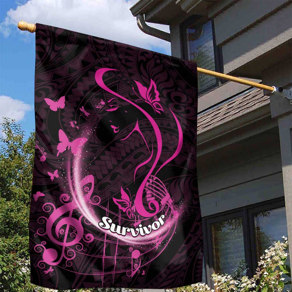 Survivor Melody Pink Garden Flag Breast Cancer Polynesian Pattern LT01 - Polynesian Pride