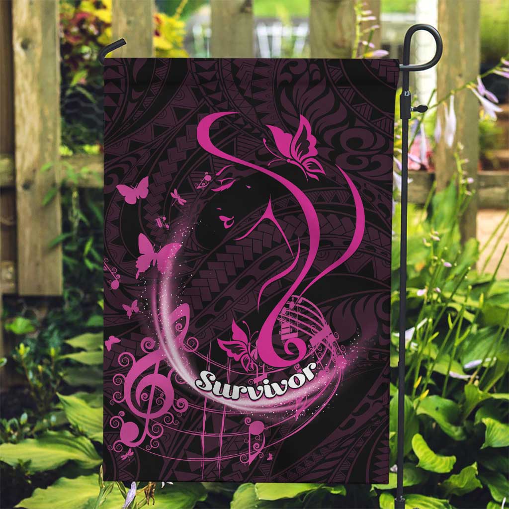 Survivor Melody Pink Garden Flag Breast Cancer Polynesian Pattern LT01 Garden Flag Pink - Polynesian Pride