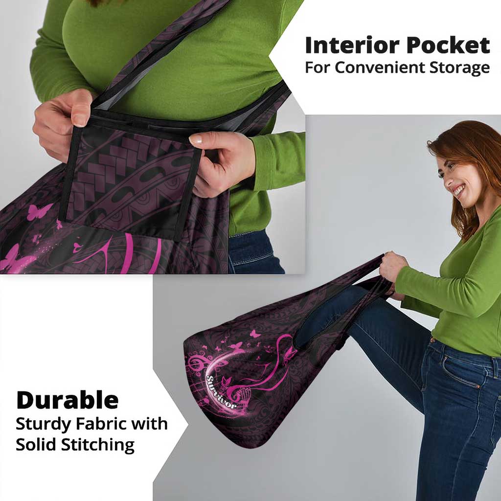 Survivor Melody Pink Grocery Bag Breast Cancer Polynesian Pattern