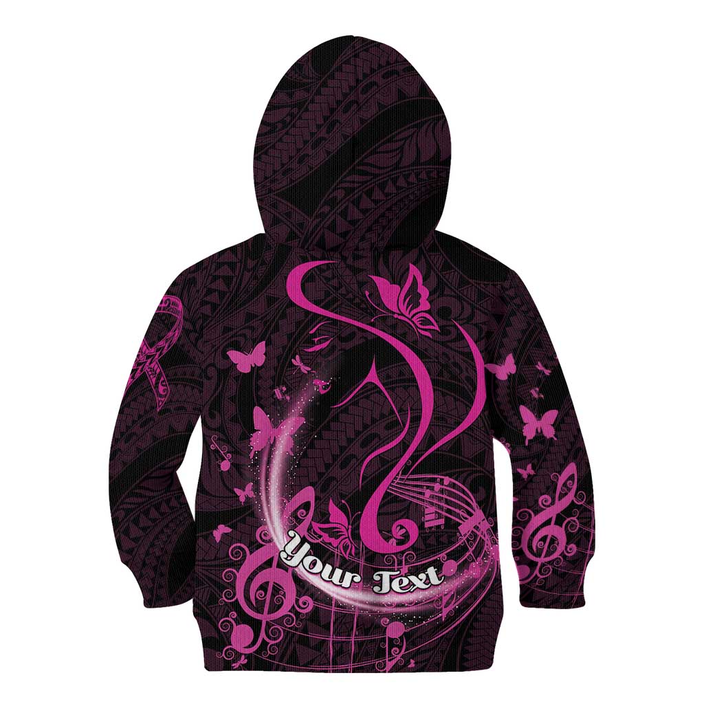 Personalised Survivor Melody Pink Kid Hoodie Breast Cancer Polynesian Pattern