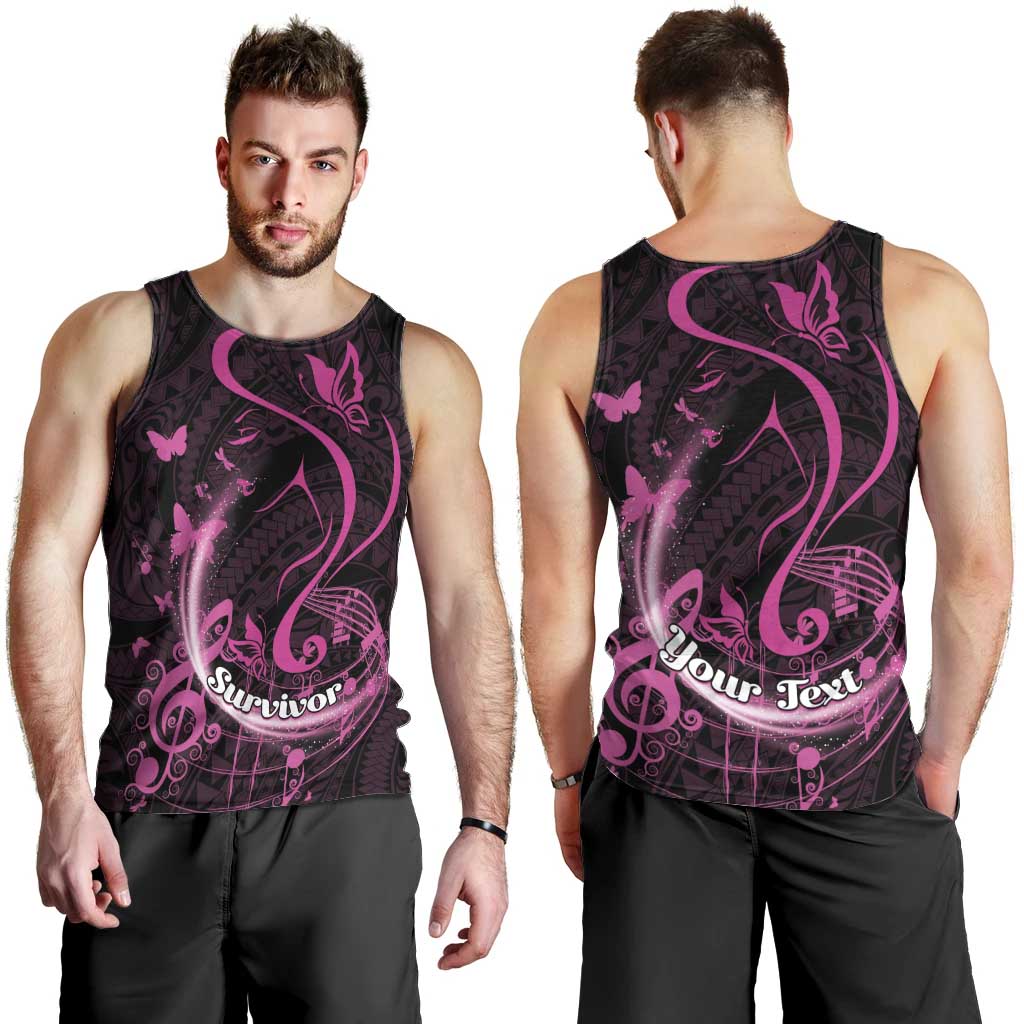 Personalised Survivor Melody Pink Men Tank Top Breast Cancer Polynesian Pattern LT01 - Polynesian Pride