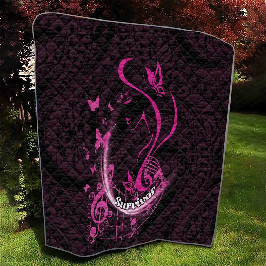 Survivor Melody Pink Quilt Breast Cancer Polynesian Pattern