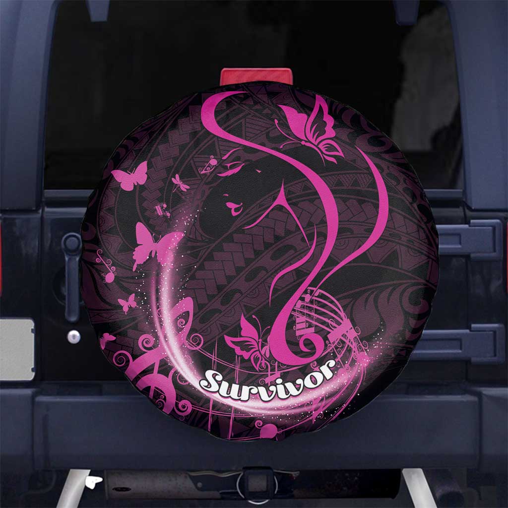 Survivor Melody Pink Spare Tire Cover Breast Cancer Polynesian Pattern LT01 - Polynesian Pride