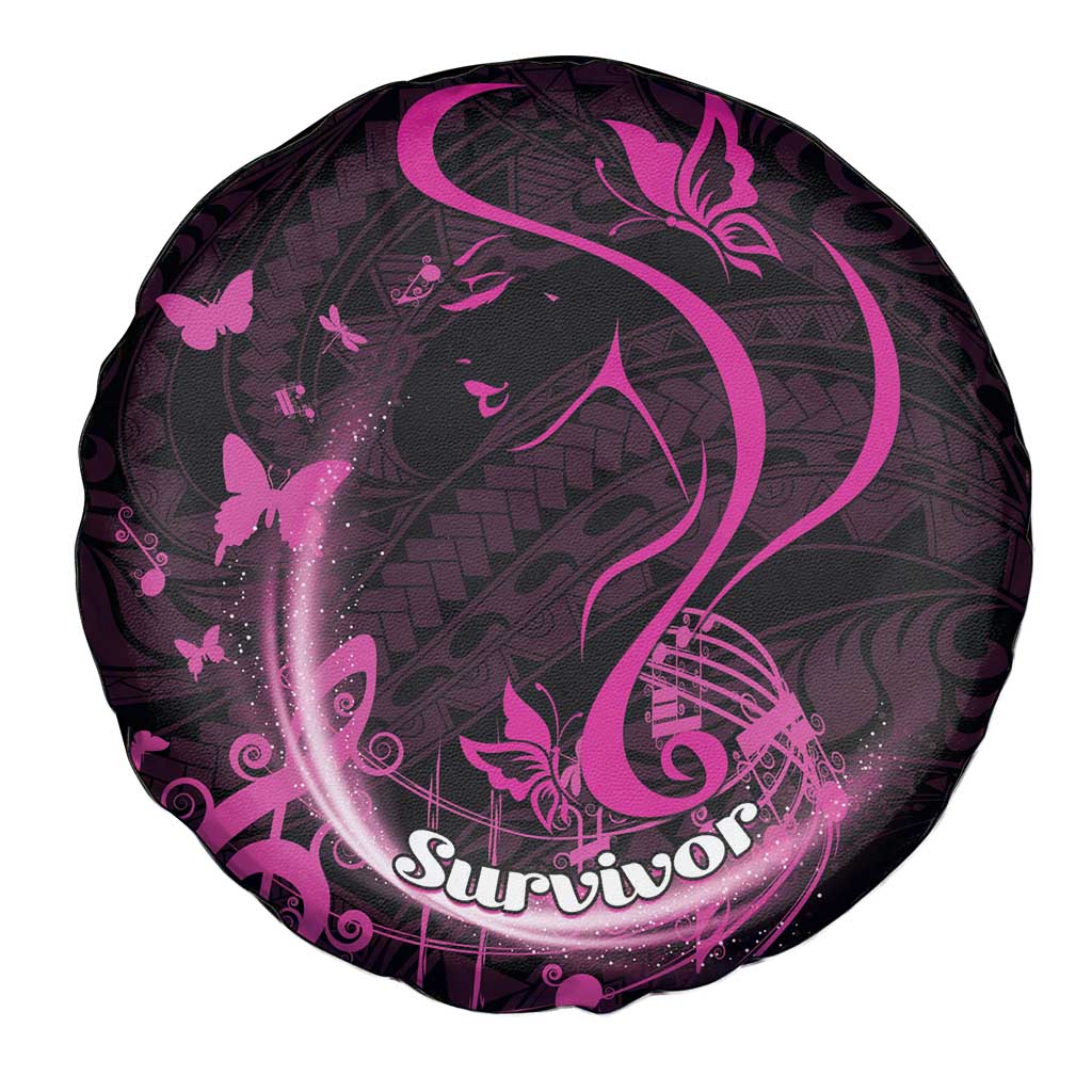 Survivor Melody Pink Spare Tire Cover Breast Cancer Polynesian Pattern LT01 - Polynesian Pride