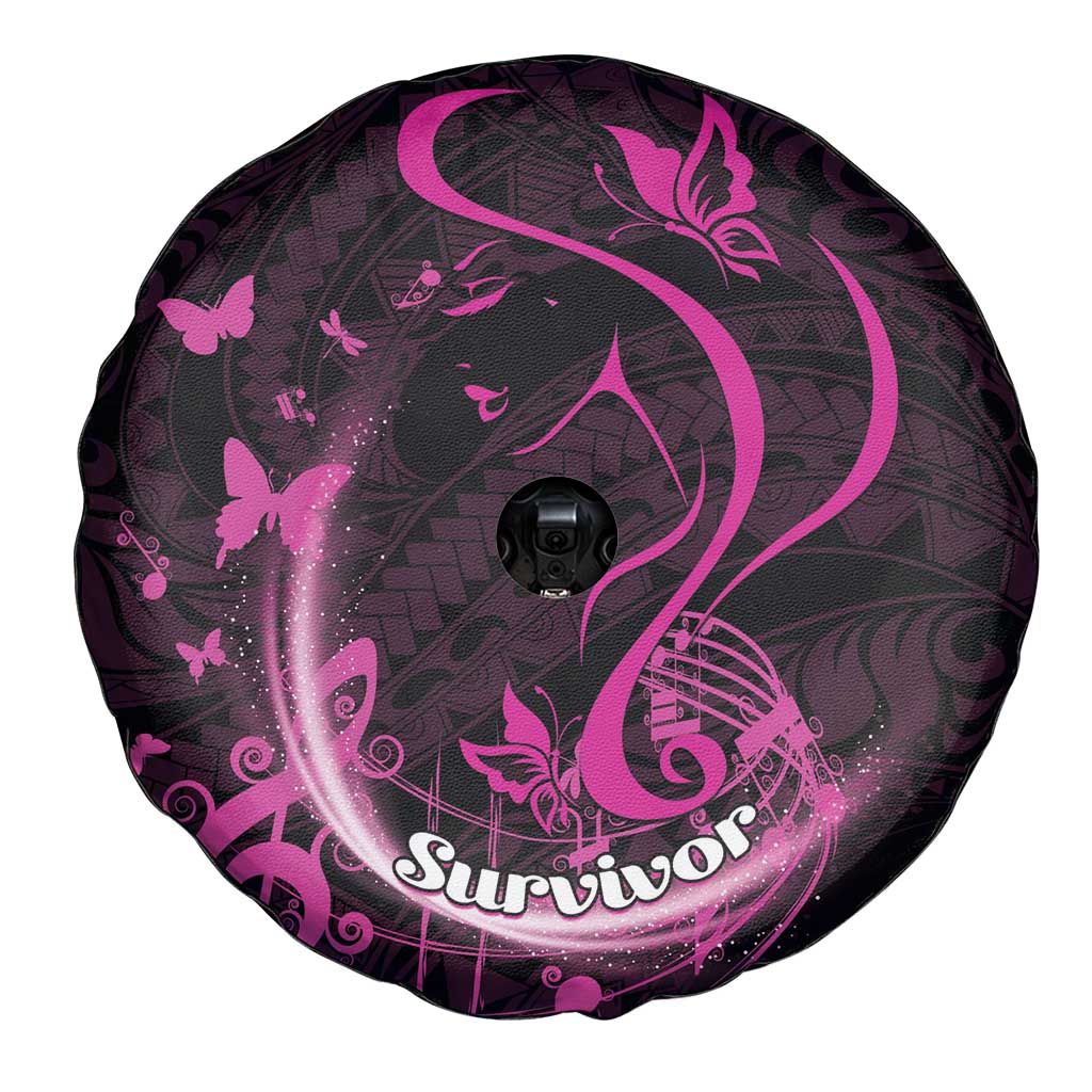 Survivor Melody Pink Spare Tire Cover Breast Cancer Polynesian Pattern LT01 - Polynesian Pride
