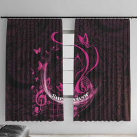 Survivor Melody Pink Window Curtain Breast Cancer Polynesian Pattern LT01 With Hooks Pink - Polynesian Pride