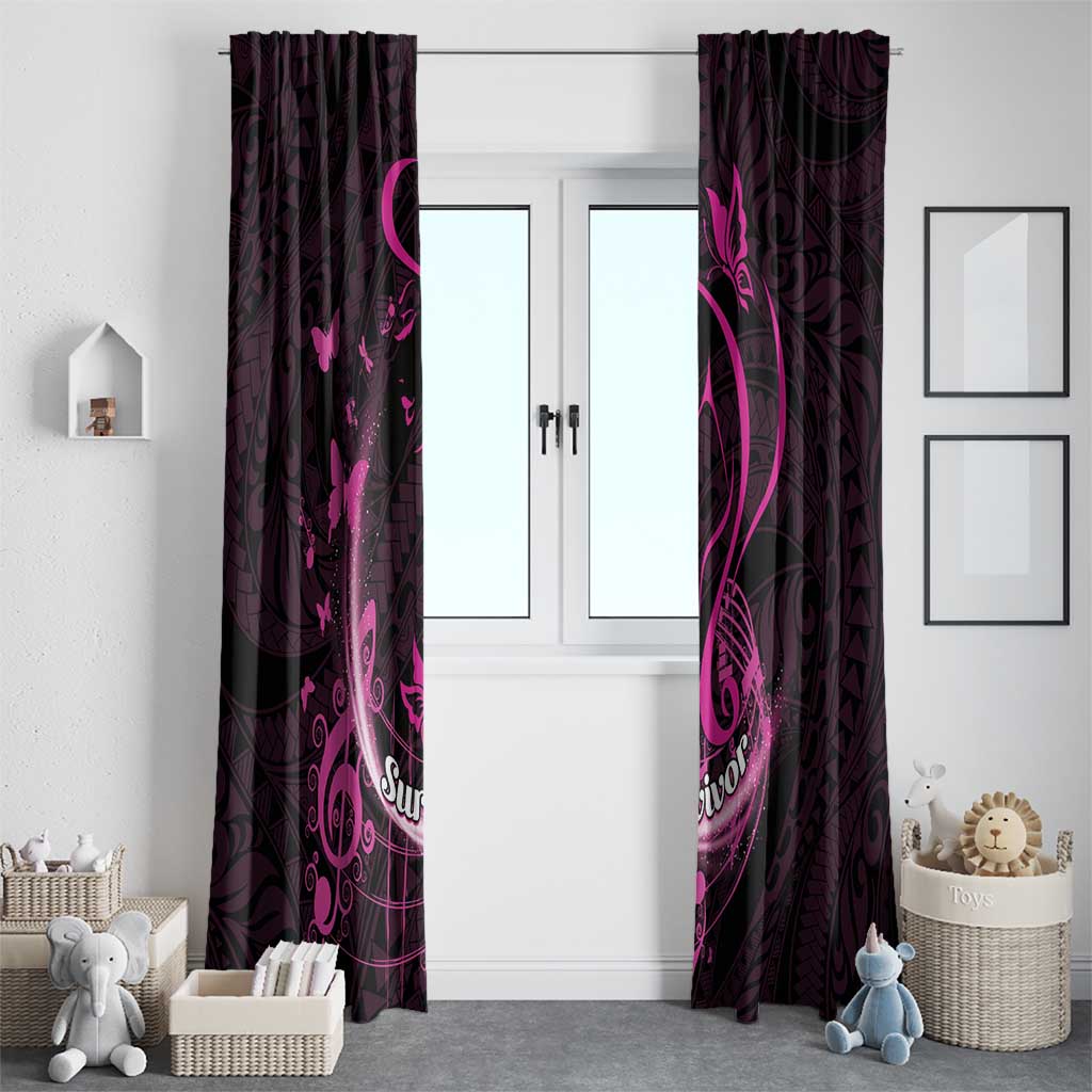 Survivor Melody Pink Window Curtain Breast Cancer Polynesian Pattern LT01 - Polynesian Pride