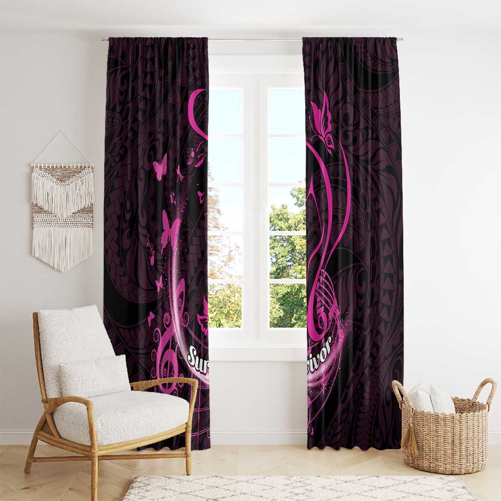 Survivor Melody Pink Window Curtain Breast Cancer Polynesian Pattern LT01 - Polynesian Pride