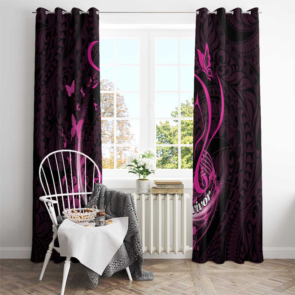 Survivor Melody Pink Window Curtain Breast Cancer Polynesian Pattern LT01 - Polynesian Pride