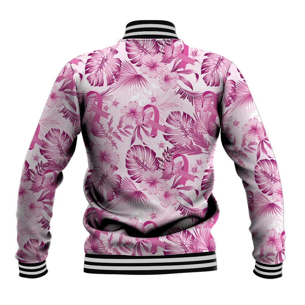 Pink Ribbon Hibiscus Tropical Pattern Baseball Jacket Breast Cancer LT01 - Polynesian Pride