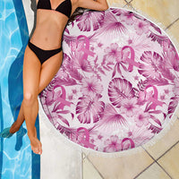 Pink Ribbon Hibiscus Tropical Pattern Beach Blanket Breast Cancer LT01 - Polynesian Pride