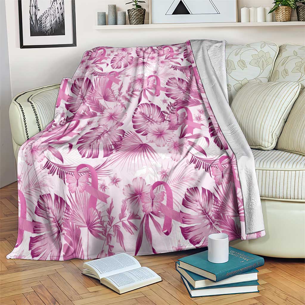 Pink Ribbon Hibiscus Tropical Pattern Blanket Breast Cancer LT01 Pink - Polynesian Pride