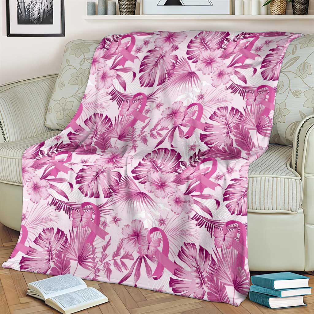 Pink Ribbon Hibiscus Tropical Pattern Blanket Breast Cancer LT01 - Polynesian Pride