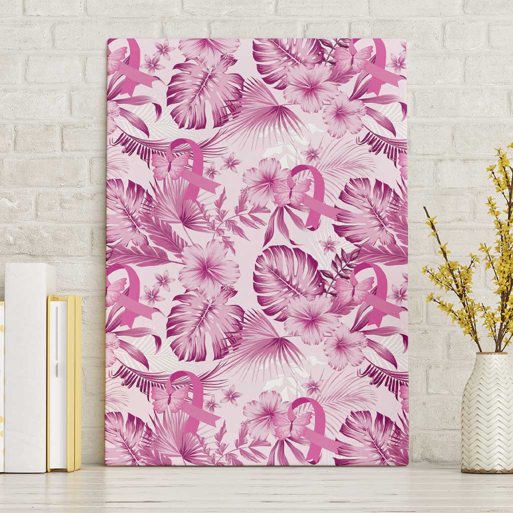 Pink Ribbon Hibiscus Tropical Pattern Canvas Wall Art Breast Cancer LT01 Without Frame Pink - Polynesian Pride