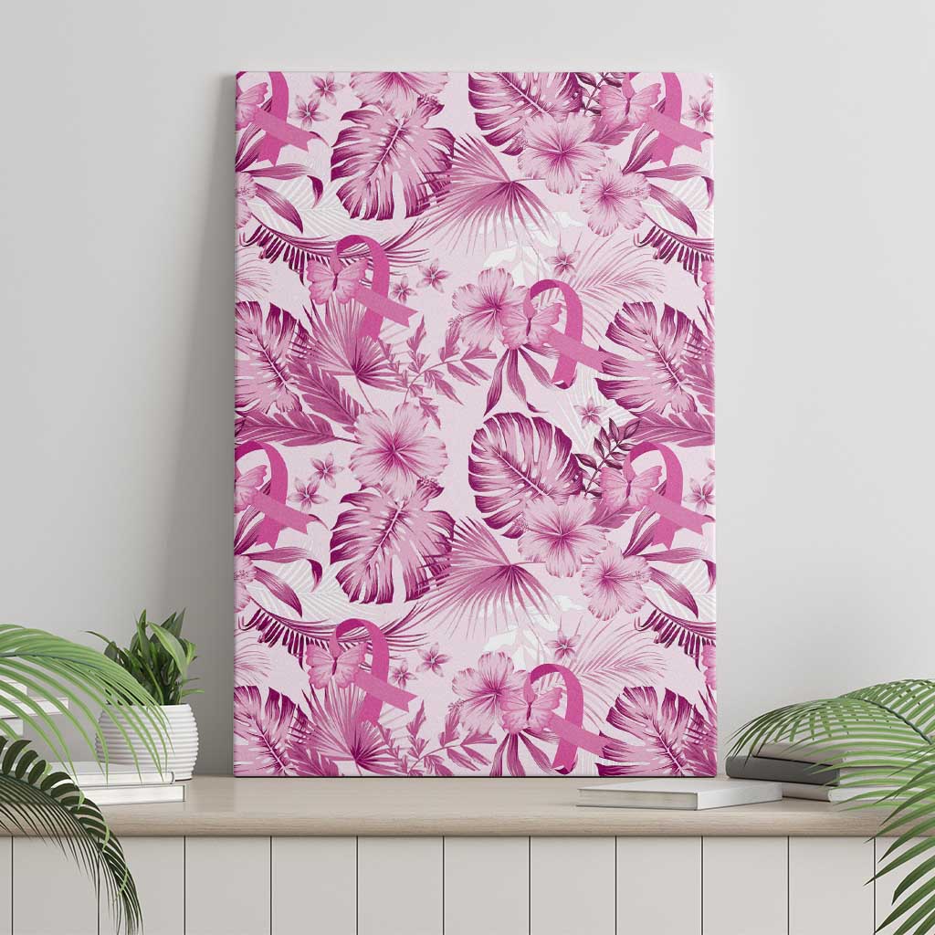 Pink Ribbon Hibiscus Tropical Pattern Canvas Wall Art Breast Cancer LT01 - Polynesian Pride