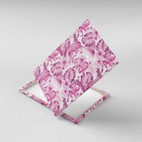 Pink Ribbon Hibiscus Tropical Pattern Canvas Wall Art Breast Cancer LT01 With Frame Pink - Polynesian Pride