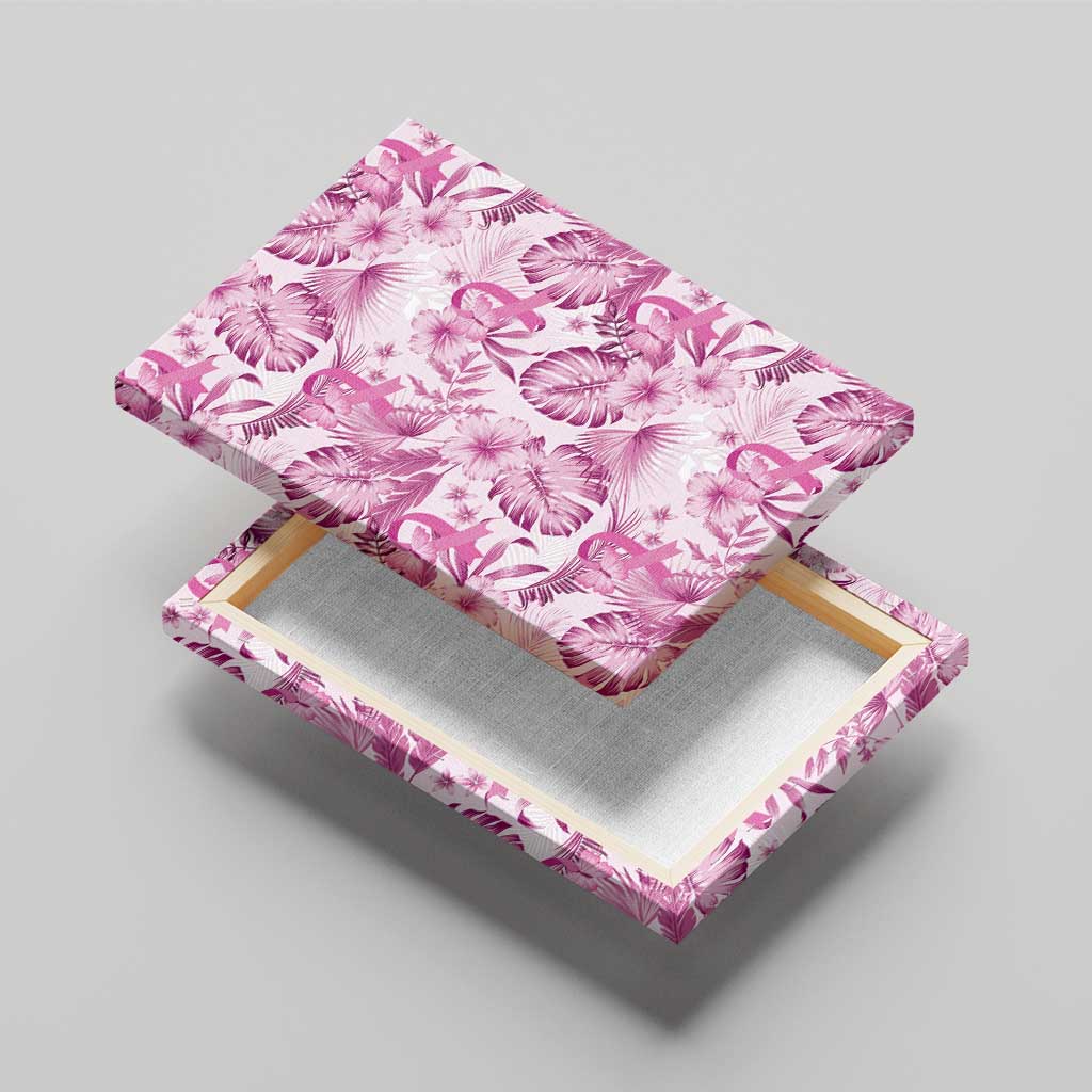 Pink Ribbon Hibiscus Tropical Pattern Canvas Wall Art Breast Cancer LT01 - Polynesian Pride
