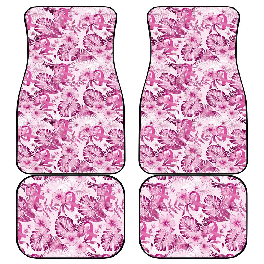 Pink Ribbon Hibiscus Tropical Pattern Car Mats Breast Cancer LT01 - Polynesian Pride