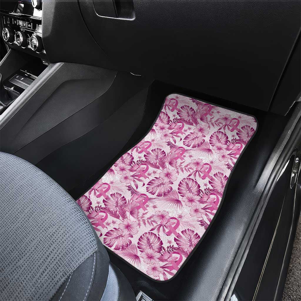 Pink Ribbon Hibiscus Tropical Pattern Car Mats Breast Cancer LT01 - Polynesian Pride