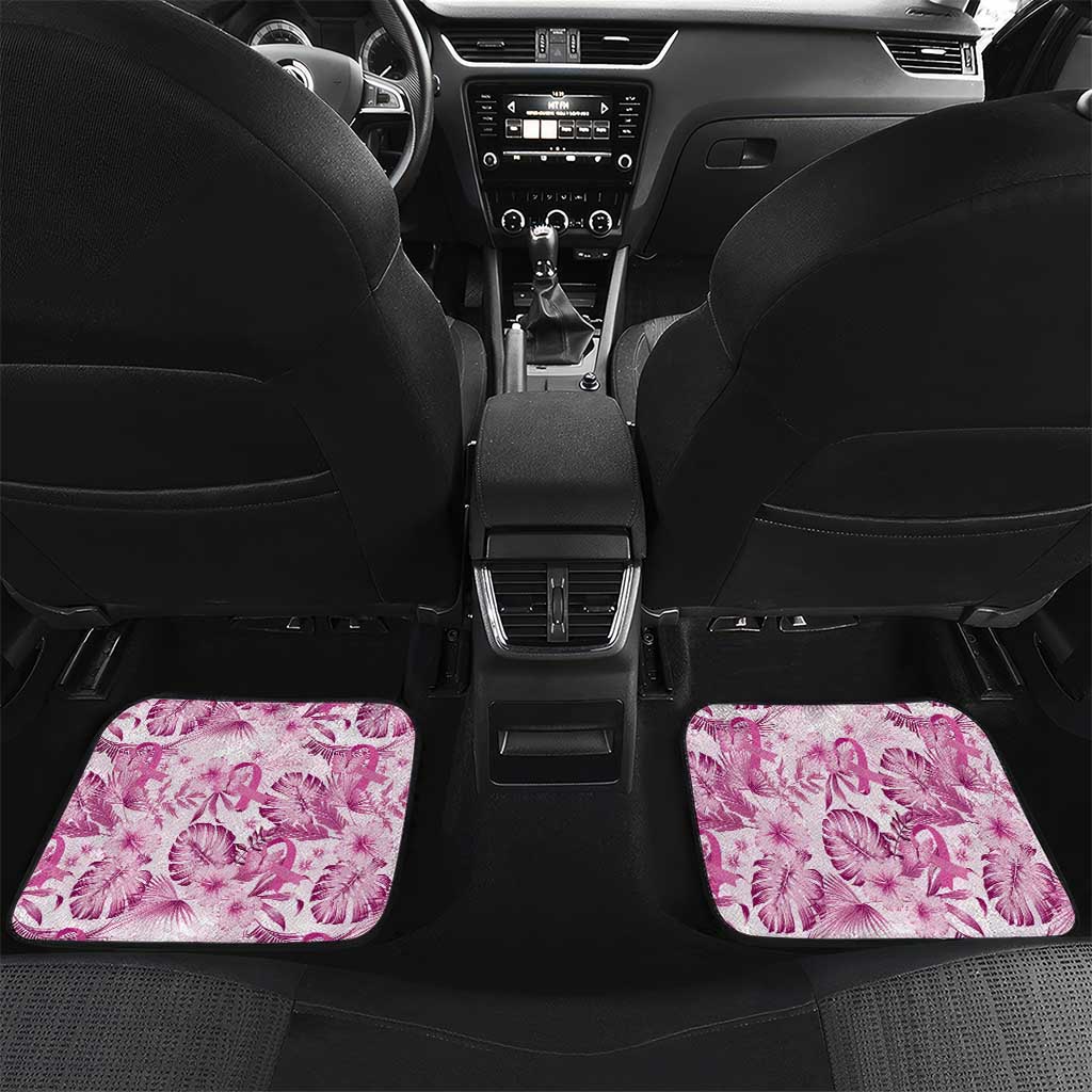 Pink Ribbon Hibiscus Tropical Pattern Car Mats Breast Cancer LT01 Set 2pcs - Back Pink - Polynesian Pride