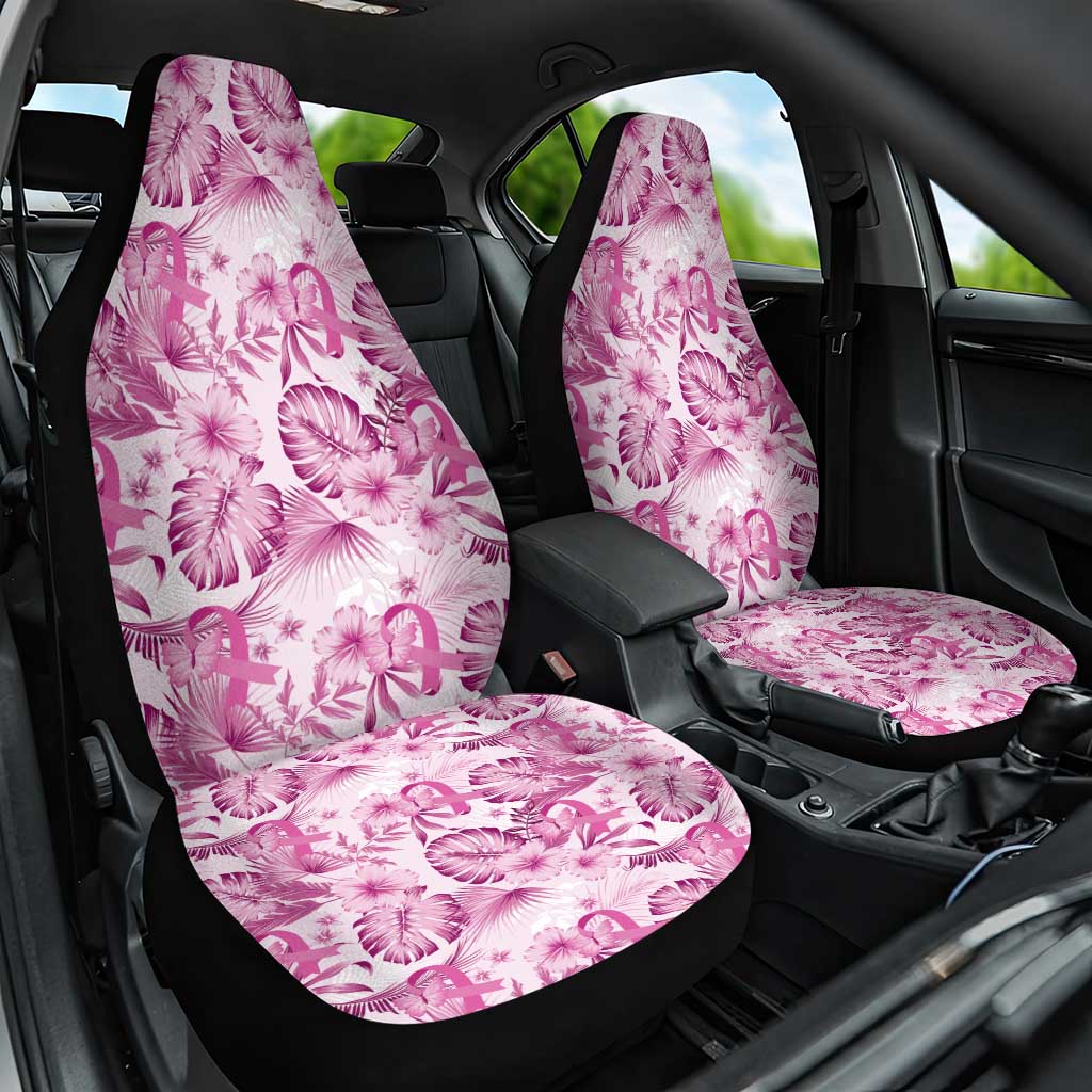 Pink Ribbon Hibiscus Tropical Pattern Car Seat Cover Breast Cancer