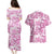 Pink Ribbon Hibiscus Tropical Pattern Couples Matching Puletasi and Hawaiian Shirt Breast Cancer