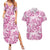 Pink Ribbon Hibiscus Tropical Pattern Couples Matching Summer Maxi Dress and Hawaiian Shirt Breast Cancer