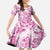 Pink Ribbon Hibiscus Tropical Pattern Family Matching Long Sleeve Bodycon Dress and Hawaiian Shirt Breast Cancer