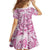 Pink Ribbon Hibiscus Tropical Pattern Family Matching Long Sleeve Bodycon Dress and Hawaiian Shirt Breast Cancer