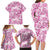 Pink Ribbon Hibiscus Tropical Pattern Family Matching Long Sleeve Bodycon Dress and Hawaiian Shirt Breast Cancer