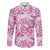 Pink Ribbon Hibiscus Tropical Pattern Family Matching Long Sleeve Bodycon Dress and Hawaiian Shirt Breast Cancer