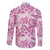 Pink Ribbon Hibiscus Tropical Pattern Family Matching Long Sleeve Bodycon Dress and Hawaiian Shirt Breast Cancer