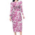 Pink Ribbon Hibiscus Tropical Pattern Family Matching Long Sleeve Bodycon Dress and Hawaiian Shirt Breast Cancer