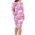 Pink Ribbon Hibiscus Tropical Pattern Family Matching Long Sleeve Bodycon Dress and Hawaiian Shirt Breast Cancer