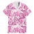 Pink Ribbon Hibiscus Tropical Pattern Family Matching Mermaid Dress and Hawaiian Shirt Breast Cancer