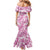 Pink Ribbon Hibiscus Tropical Pattern Family Matching Mermaid Dress and Hawaiian Shirt Breast Cancer