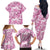 Pink Ribbon Hibiscus Tropical Pattern Family Matching Off The Shoulder Long Sleeve Dress and Hawaiian Shirt Breast Cancer